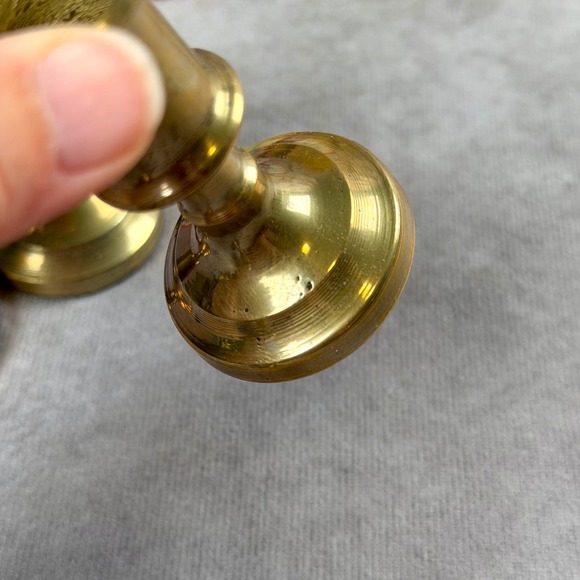 Vintage Louis XV Solid Italian Brass Candlestick Set of 4 Gold Tone 3 Inch